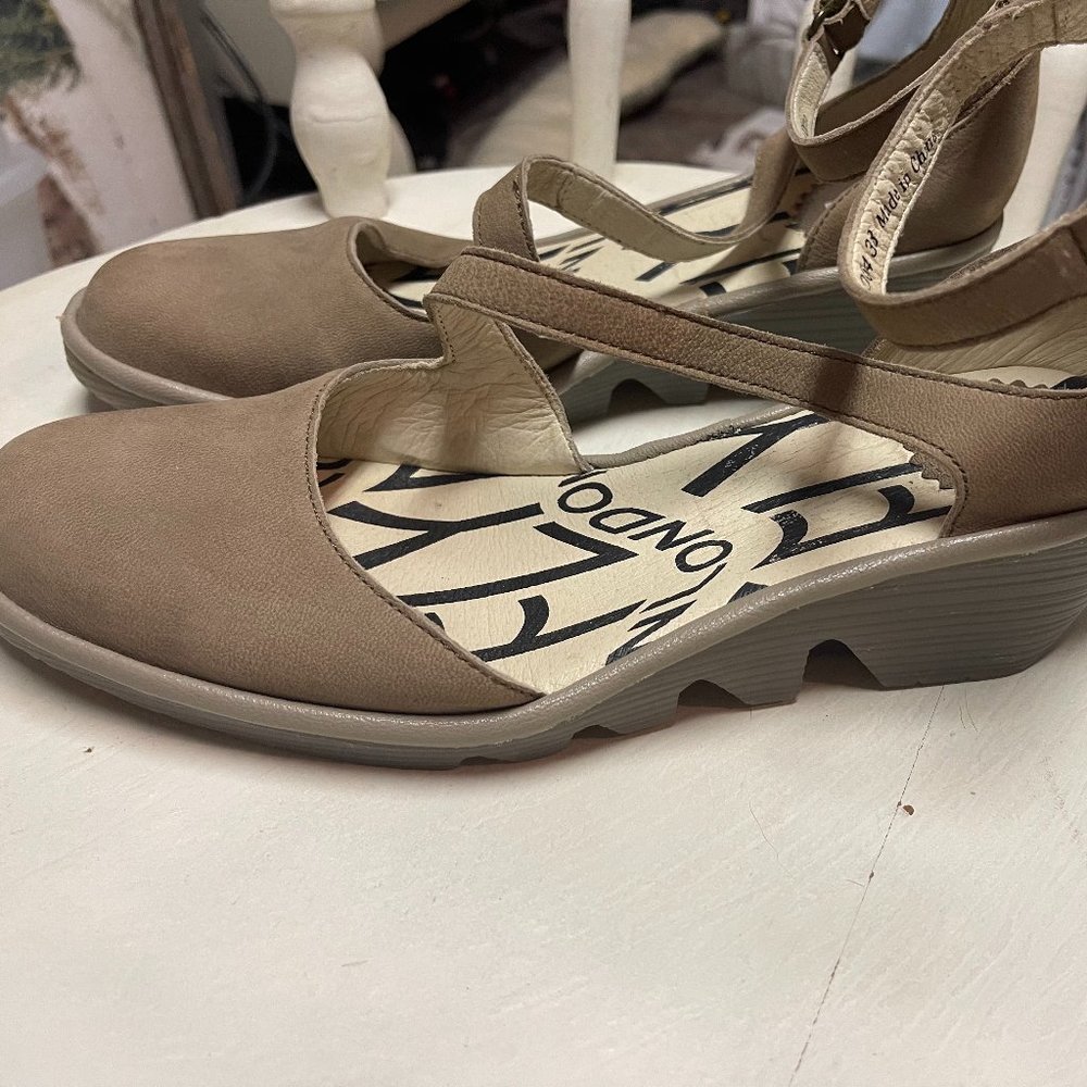 Taupe Fly London wedge shoe